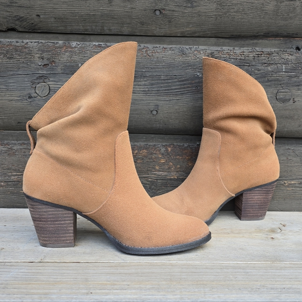 Nine West Frassie Western Boho, Suede Block Heel, Comfort Bootie 8.5M - Picture 4 of 12